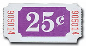 $0.25 Ticket Raffles, tickets, rolls, 50/50