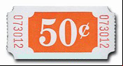$0.50 Ticket Raffles, tickets, rolls, 50/50